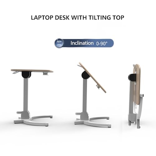 HGTRH Mobile Laptop Standing Desk Cart on Wheels - Adjustable Height, Single Monitor, Sit-to-Stand, Foldable