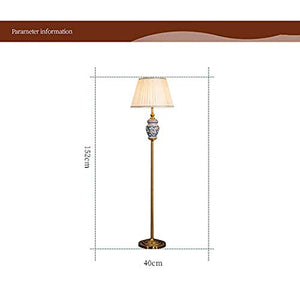 ZIXUAA American Ceramic Floor Lamp Retro Wrought Iron Threaded Rod Floor Lamps Standard Light Suitable for Living Room Bedroom Study Standard Lamp