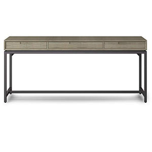 SIMPLIHOME Banting SOLID WOOD and Metal Modern Industrial 72 inch Wide Home Office Desk, Writing Table, Workstation, Study Table Furniture in Distressed Grey with 2 Drawerss