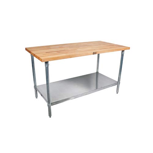 John Boos JNS11 Maple Top Work Table, 72" Wide, with Undershelf
