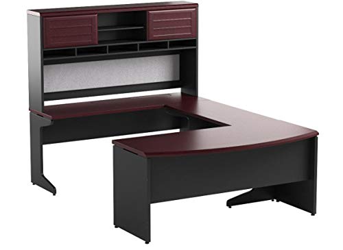 Ameriwood Home Pursuit U-Shaped Desk with Hutch Bundle, Cherry
