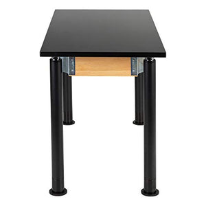 Learniture Heavy-Duty School Science Lab Table with Chemical-Resistant Top, Adjustable Height - 24" x 48" x 29" - Black