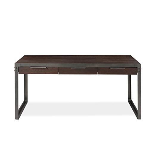 Landia Home Desk - Home Office Writing and Computer Workstation, Rustic and Industrial Design with Metal Frame and Oak Manufactured Wood Veneer