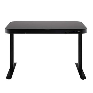 Seville Classics airLIFT Computer Desk Table, 47" Height Adjustable, Tempered Black Glass
