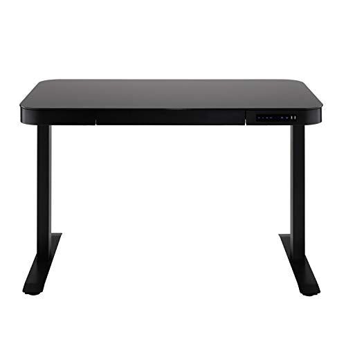 Seville Classics airLIFT Computer Desk Table, 47" Height Adjustable, Tempered Black Glass