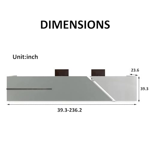 KAGUYASU Modern Reception Desk with Lockable Drawer Cabinet (Silver Stainless Steel, 141.73" L)