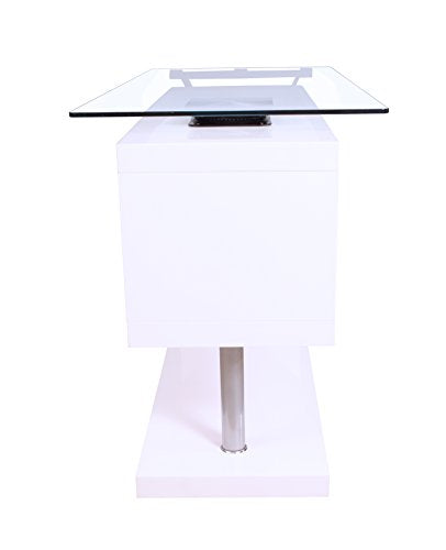 Acme Buck Office Desk, Clear Glass & White