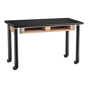 National Public Seating NPS Signature Series 72" Metal Science Lab Table with HPL Top - Black