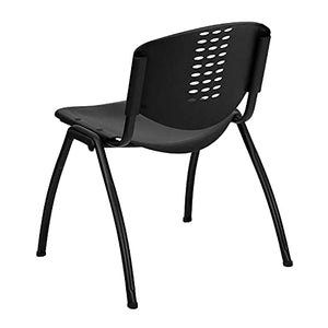 Flash Furniture 5 Pack HERCULES Series Black Plastic Stack Chair - 880 lb. Capacity