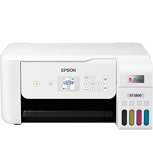 Epson Premium EcoTank 2800 Series All-in-One Color Inkjet Cartridge-Free Supertank Printer I Print Copy Scan I Wireless Connectivity I Mobile Printing I Print Up to 10 ISO PPM I 1.44" Color LCD