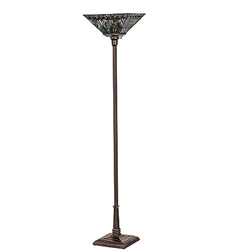 Meyda Lighting 70" High Tiffany Jeweled Peacock Torchiere
