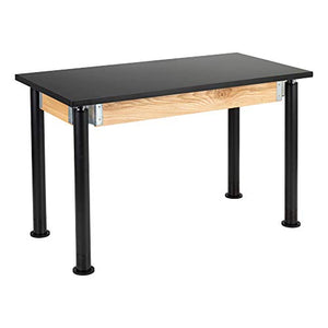 Learniture Heavy-Duty School Science Lab Table with Chemical-Resistant Top, Adjustable Height - 24" x 48" x 29" - Black