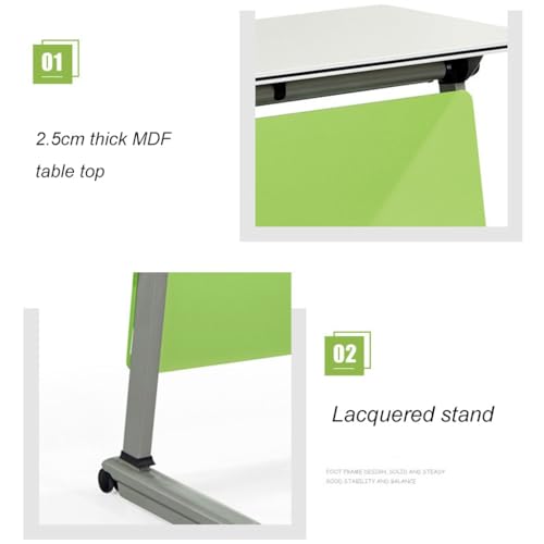 NeAFP Foldable Computer Desk with Lockable Wheels and Storage Layer