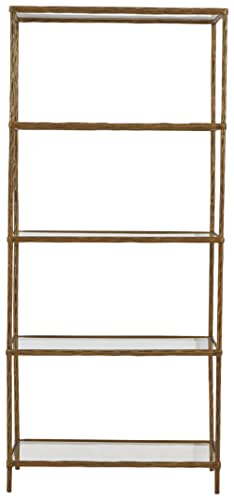 Signature Design by Ashley Ryandale Modern 5 Shelf Bookcase, Antique Brass Finish