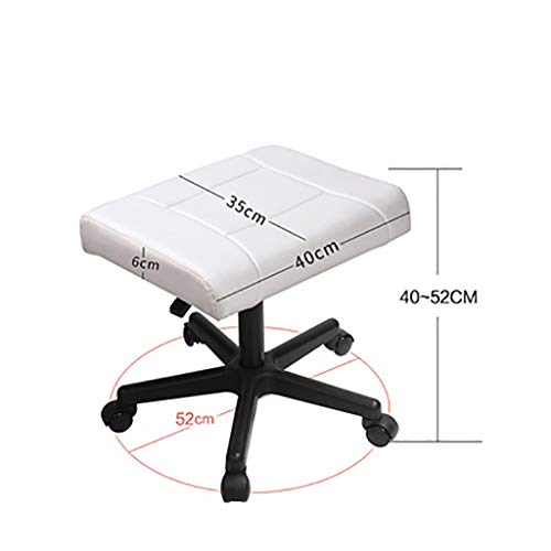 DLT Ottoman Faux Leather Footrest Stool, Adjustable Height Foot Rest Under Desk - White