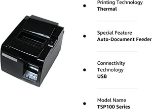 Wuzy Star TSP100 Series Thermal Receipt Printer - Gray, USB Connectivity