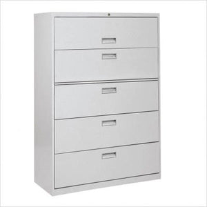 Sandusky Lee LF8F425-05 800 Series 5 Drawer Lateral File Cabinet, 19.25" Depth x 66.375" Height x 42" Width, Dove Gray