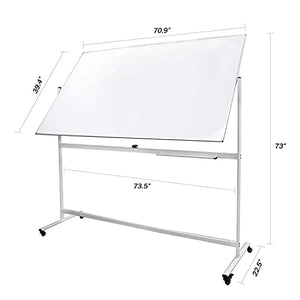 Letusto Double-Sided Magnetic Mobile Whiteboard (72 x 40 Inches) - Easily Portable Board Made of Aluminum Frame and Stand with 5 Great Bonus Accessories Included