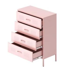 WZONICE98 Metal Storage Cabinet with 4 Drawers, Pink - Bedroom & Office Organization