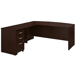 Bush Business Furniture Series C 72W Bow Front L Shaped Desk with 48W Return and Mobile File Cabinet in Mocha Cherry
