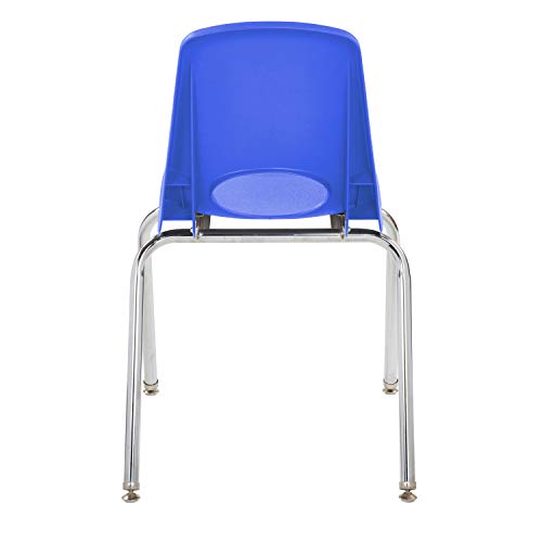FDP 18" School Stack Chair, Stacking Student Seat with Chromed Steel Legs and Nylon Swivel Glides; for in-Home Learning, Classroom or Office - Blue (5-Pack), 10371-BL
