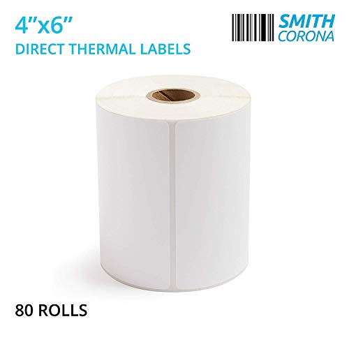 Smith Corona - 80 Rolls of 4x6 Direct Thermal Labels (250 Labels/Roll) - Perfect for Zebra Printers - Made in The USA