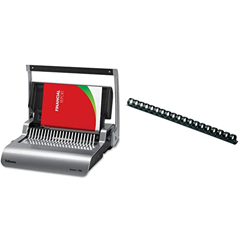 Fellowes Quasar+ Comb Binding Machine with 3/8" Black Plastic Comb, 100 Pack