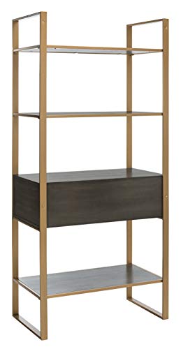 Safavieh ETG6204A Home Collection Skylar 4 Tier 1 Drawer Etagere, Gold/Grey