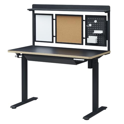SanzIa Electric Standing Desk with Drawer & Storage Shelf, Cup Holder, Hook - Memory Presets