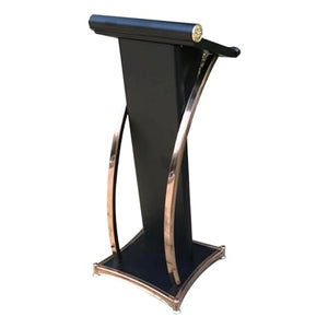 EESHHA Portable Curved Metal Lectern Podium Stand - Black, 4'