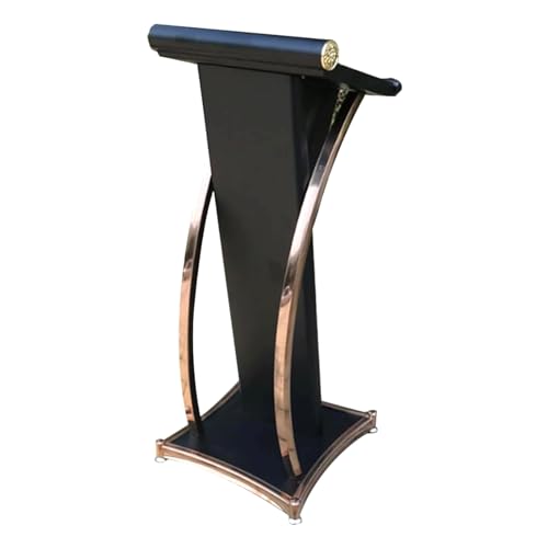 EESHHA Portable Curved Metal Lectern Podium Stand - Black, 4'