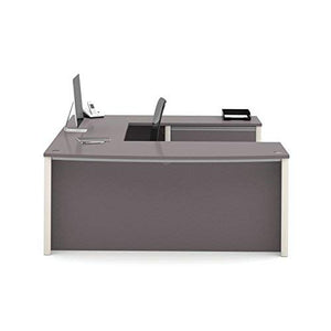Bestar Connexion U-Shaped Workstation with Two Drawers, Slate/Sandstone