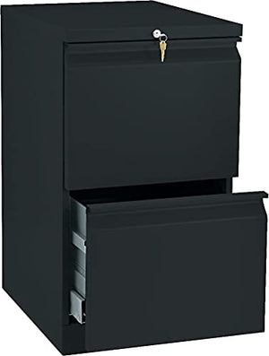 HON Efficiencies Mobile Pedestal File with Two File Drawers, Black