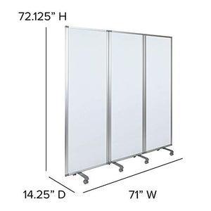 Offex Modern Double Sided Mobile Magnetic Dry Erase Whiteboard Partition Privacy Screen with Dual-Wheel Locking Casters, 72"H x 24"W - White/Gray, Perfect for Office, Classroom or Learning Environment