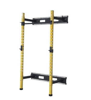 HulkFit Wall Mounted Power Cage with Adjustable Pullup Bar and Free J-Hooks - Yellow