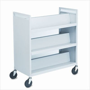 Buddy Products Slant Shelf Library Cart, Steel, 18 x 42 x 37 Inches, Platinum, (5416-32)