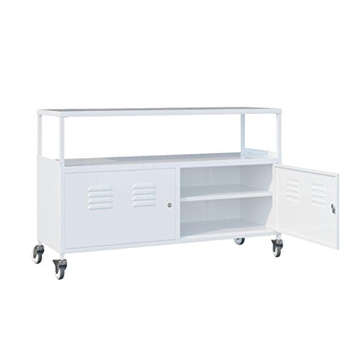 Tuscany Metal Lockable Storage File Cabinet With Rolling Casters , White (White)