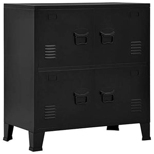 ShopHome Metal Office Filing Cabinet | 31" Tall 4-Door Industrial Black Steel Storage Cabinet | 29.5"x15.7"x31.5