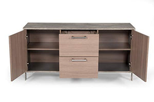 Limari Home Baston Collection Modern Style Oak & Faux Concrete Laminat Home Office File Cabinet