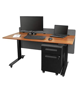 Deluxe Standing Desk Teachers Bundle - Includes a Stand Up Desk/Height Adjustable Desk, 2 Drawer File Cabinet/Rolling File Cabinet, and Desk Divider/Desk Partition (60") (Teak)