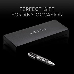 Antilles Ballpoint Pen, Black with Silver Filigree - Luxurious Journaling Pens with Clip for Writing, Note Taking - High-End, No Bleed Pens - Premium Writing Supplies and Luxury Pens