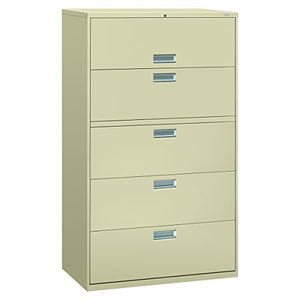HON 600 Series 5-Drawer Lateral Legal Filing Cabinet, 42w x 19-1/4d, Putty (H695)
