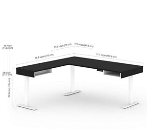 Bestar Viva L-Shaped Standing Desk with Credenza, 72W, Black & White
