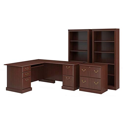 Bush Furniture UrbanPro L Shaped Desk 4 Pc. Set in Harvest Cherry - Engineered Wood