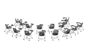 TEAMtime 16 Person Black Flip Table Student Chair Model 2056 - 16pc Complete Group