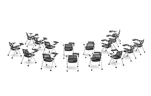 TEAMtime 16 Person Black Flip Table Student Chair Model 2056 - 16pc Complete Group