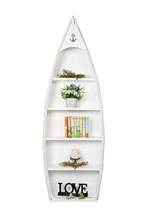 DutchCrafters Coastal Boat Bookcase with Shelves - Bright Blue, Amish Made in USA