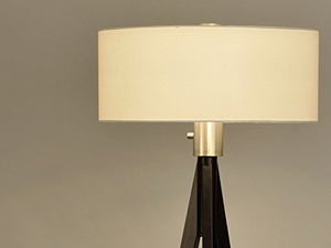 Nova Lighting 10858 Tripod Floor Lamp, Dark Wiped Wood & Brushed Nickel with White Linen Shade