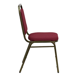 LIVING TRENDS Marvelius Trapezoidal Banquet Chair 20 Pack - Burgundy Fabric, Gold Vein Frame