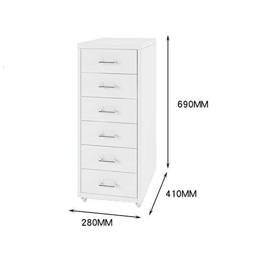 6 Drawer Mobile File Cabinet Vertical Filing Cabinet Organizer (Color: B)